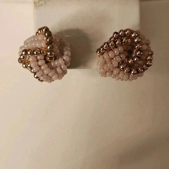 Vintage Cluster Beaded Cluster Knot Statement Stud Earrings - Picture 1 of 4